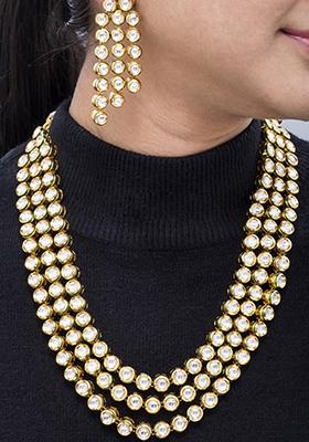 White Kundan Work Necklace Set