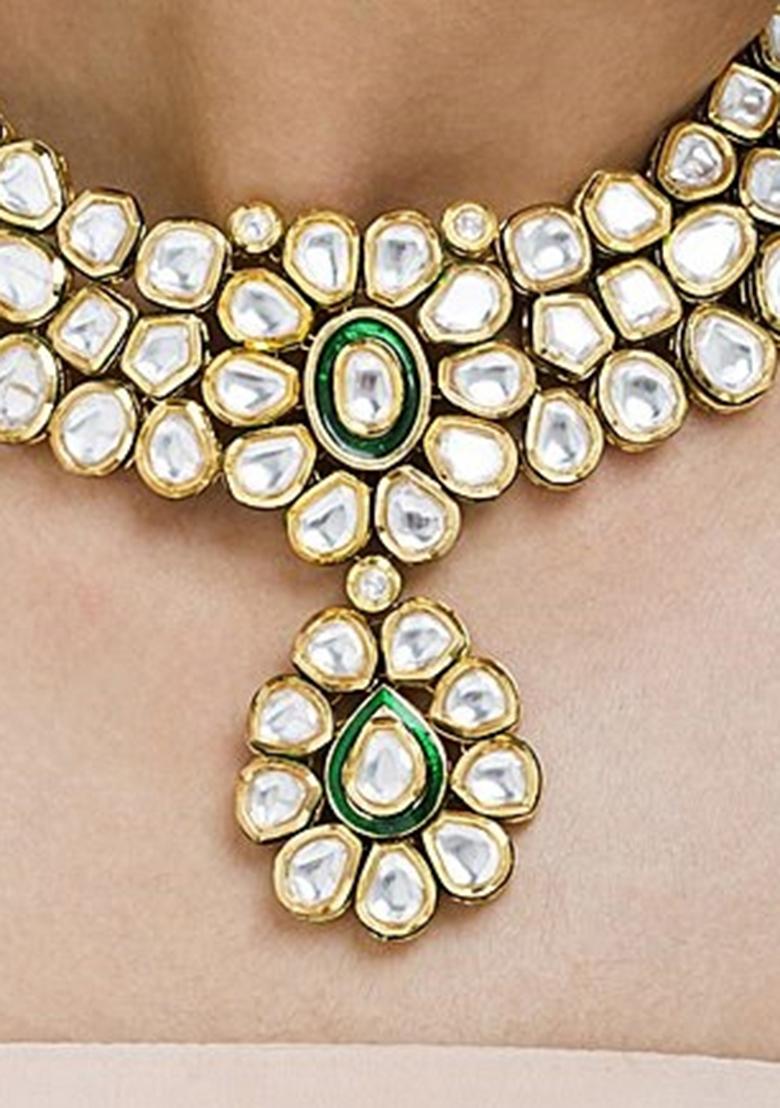 Green Kundan Work Necklace Set