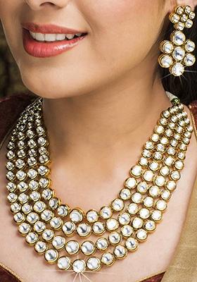 White Kundan Work Necklace Set