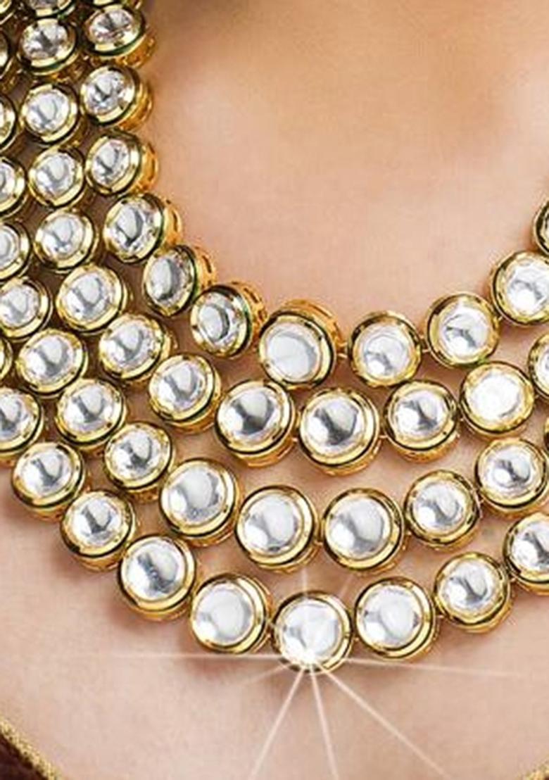 White Kundan Work Necklace Set