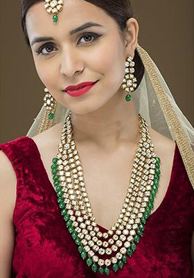 Green Kundan Work Necklace Set