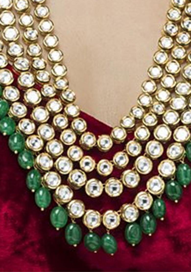 Green Kundan Work Necklace Set