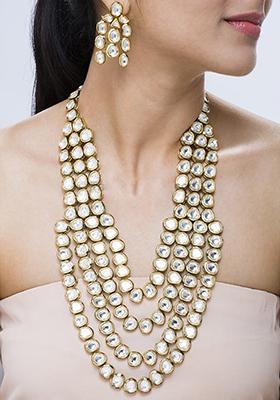 White Kundan Work Necklace Set