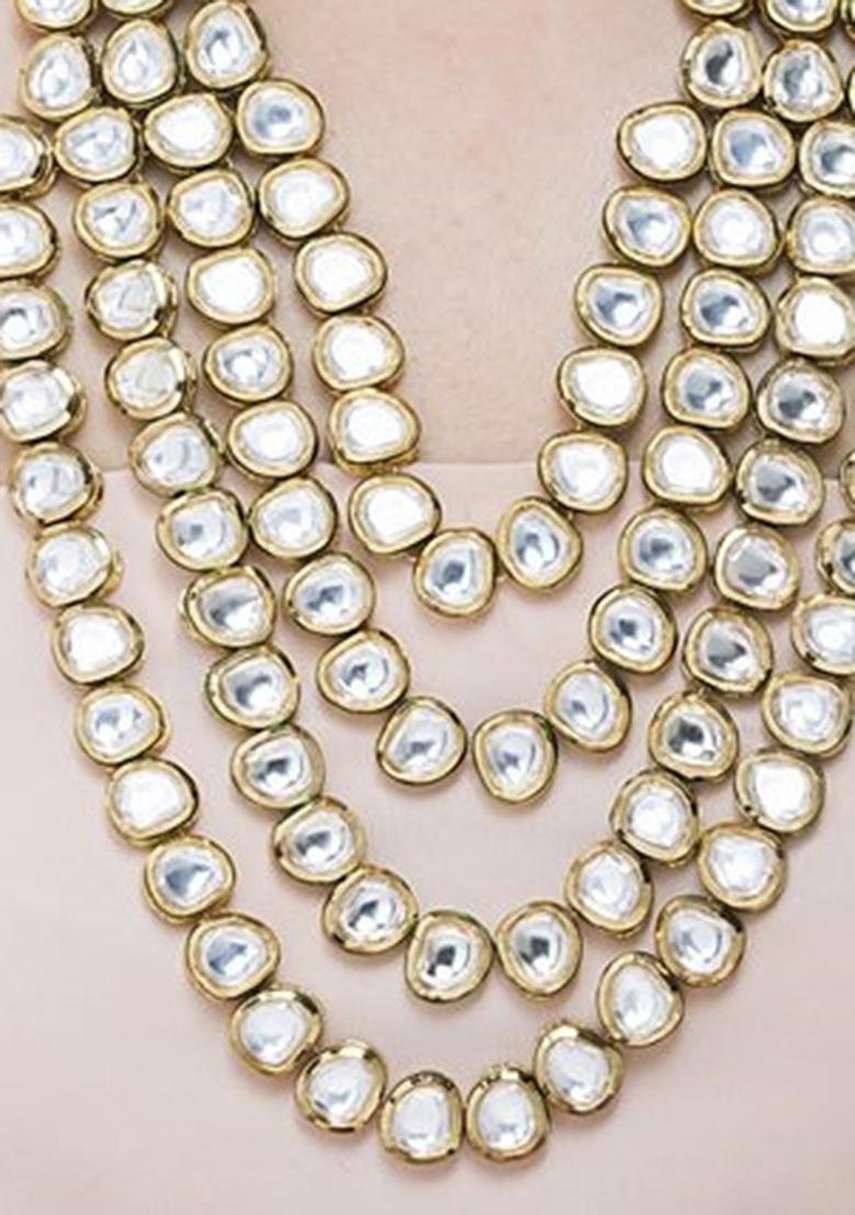 White Kundan Work Necklace Set
