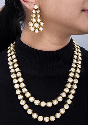 White Kundan Work Necklace Set