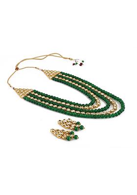 Green Kundan Work Necklace Set