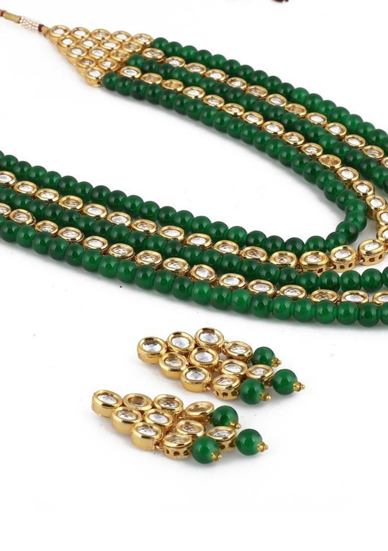 Green Kundan Work Necklace Set