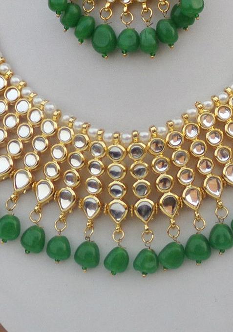 Green Kundan Work Necklace Set