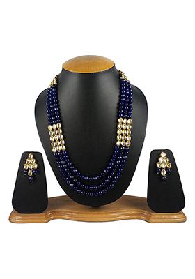 Blue Kundan Work Necklace Set