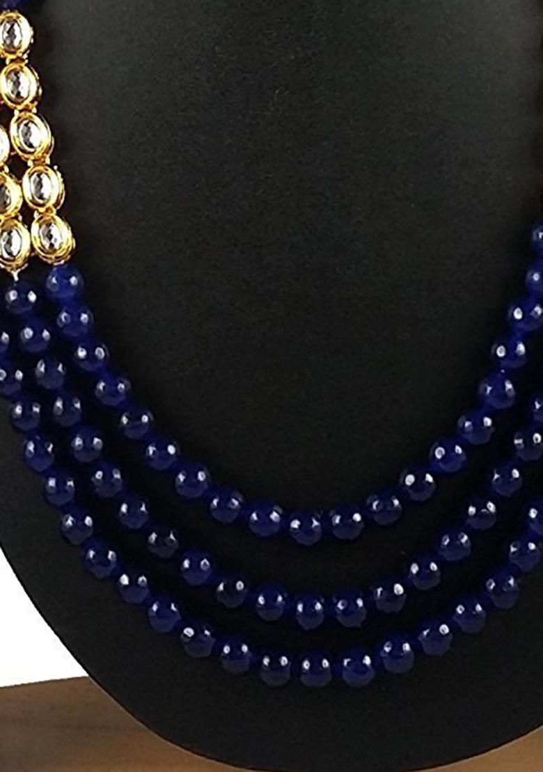 Blue Kundan Work Necklace Set