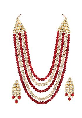 Red Kundan Work Necklace Set