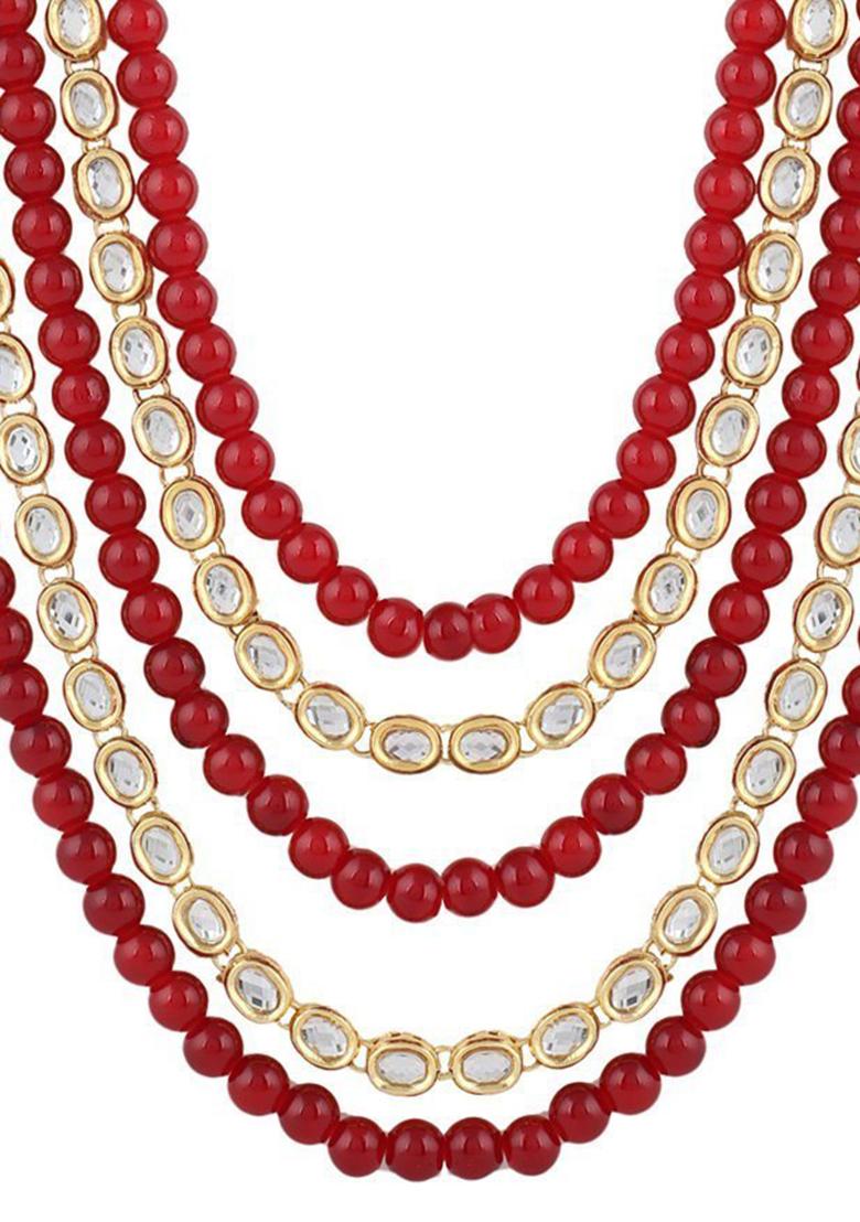 Red Kundan Work Necklace Set