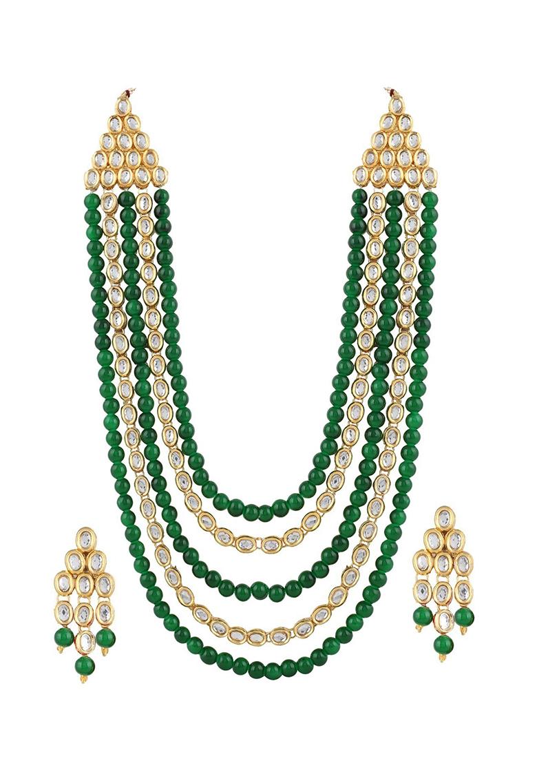 Green Kundan Work Necklace Set
