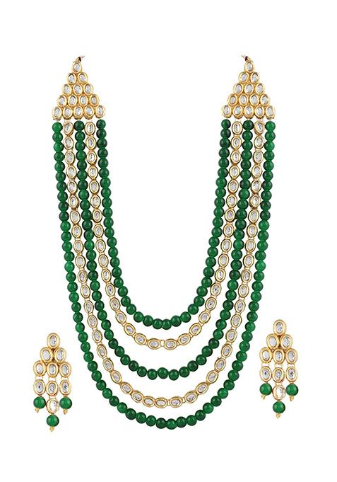 Green Kundan Work Necklace Set