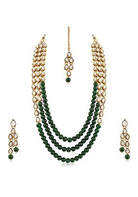 Green Kundan Work Necklace Set