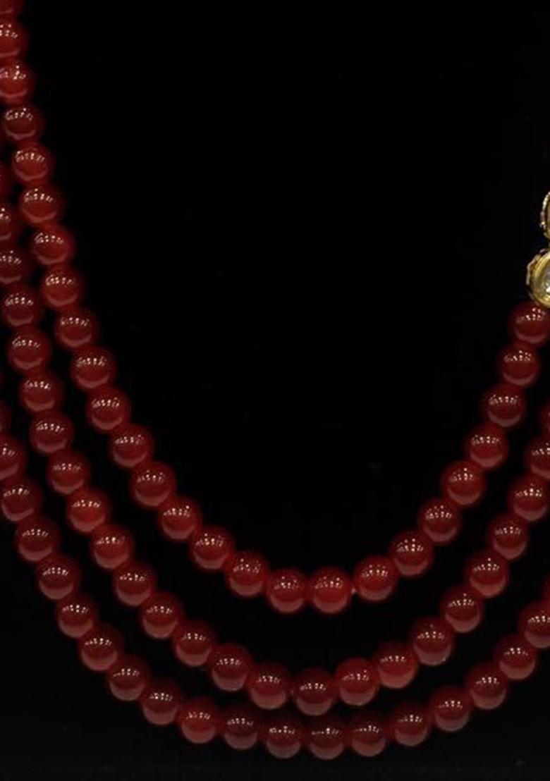 Maroon Kundan Work Necklace Set