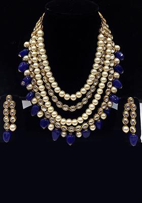 Blue Kundan Work Necklace Set
