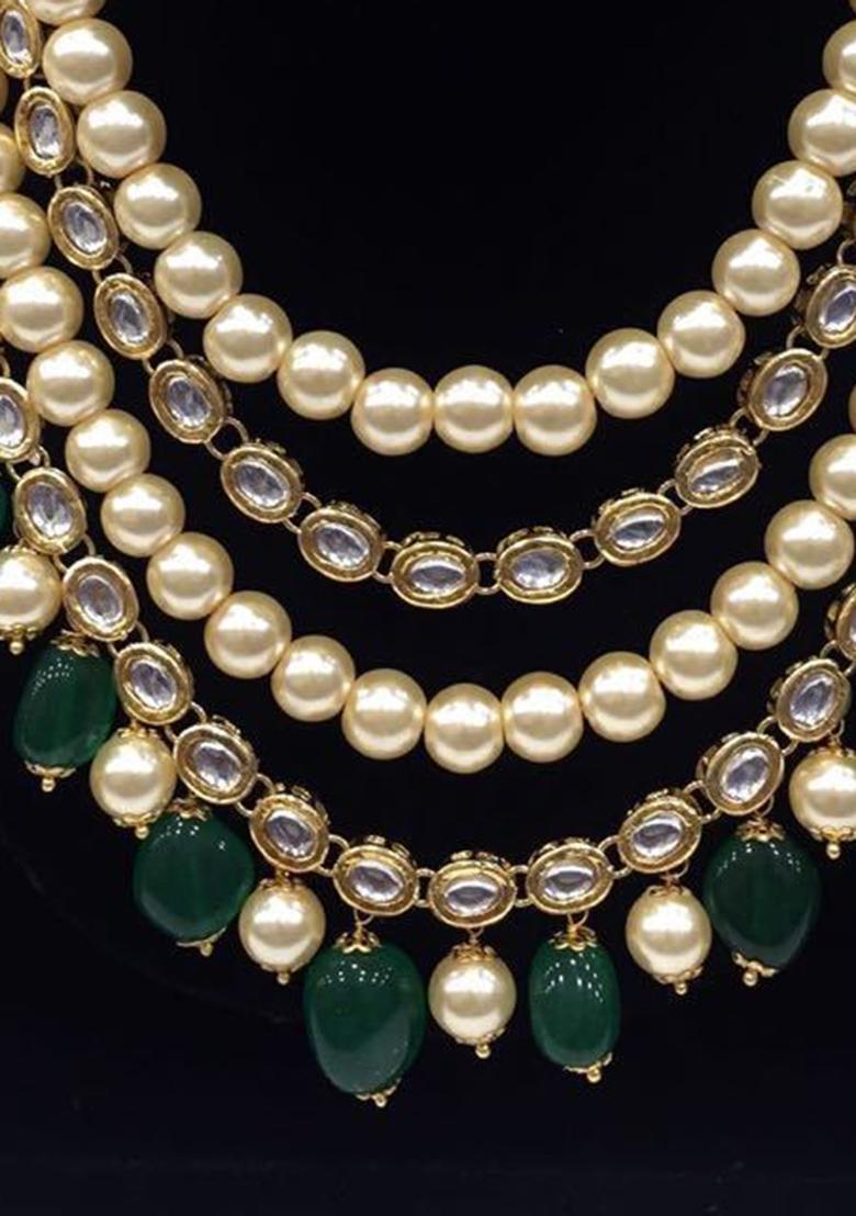 Green Kundan Work Necklace Set