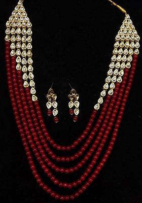 Red Kundan Work Necklace Set