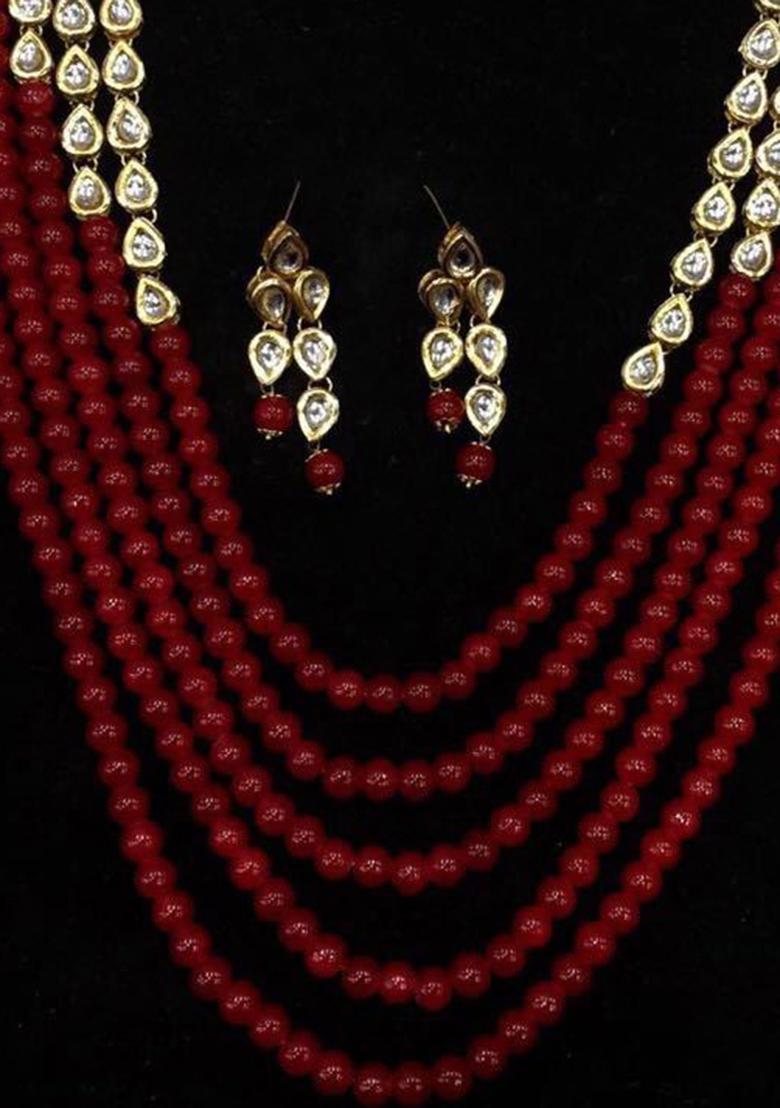 Red Kundan Work Necklace Set