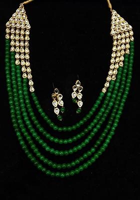 Green Kundan Work Necklace Set