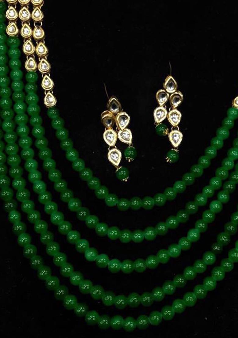 Green Kundan Work Necklace Set