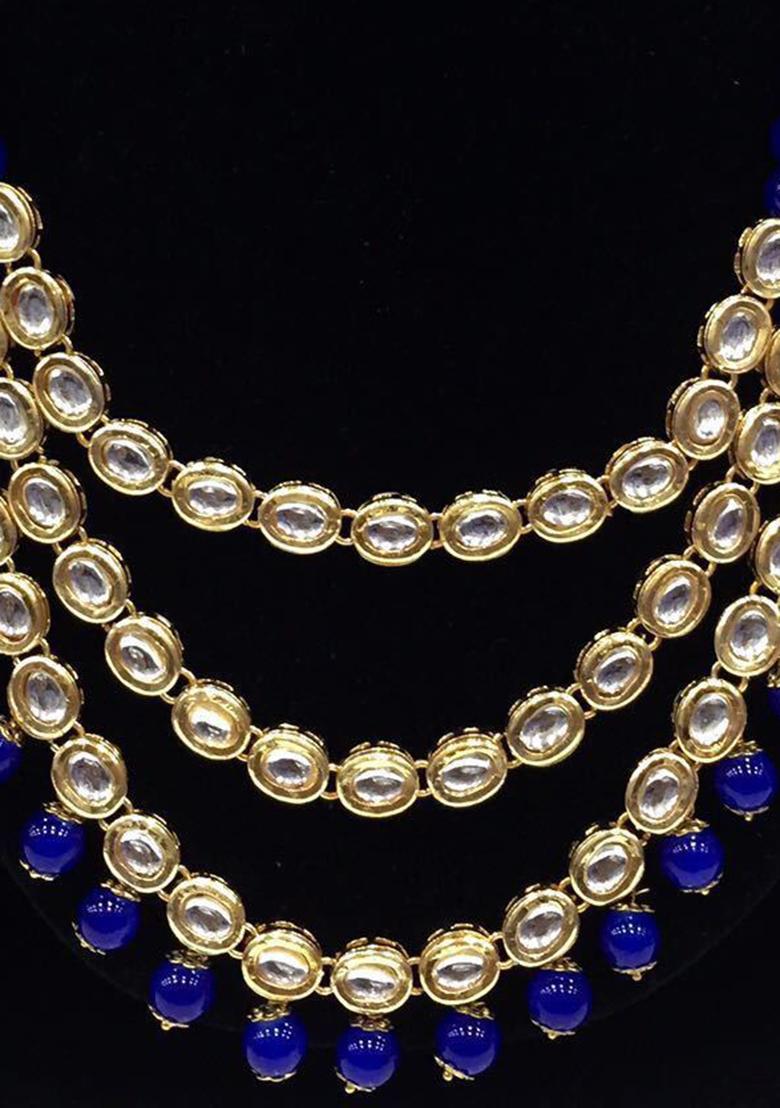 Blue Kundan Work Necklace Set
