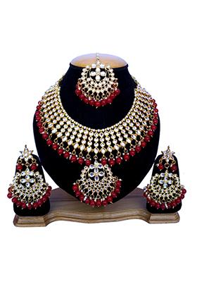 Red Kundan Work Necklace Set