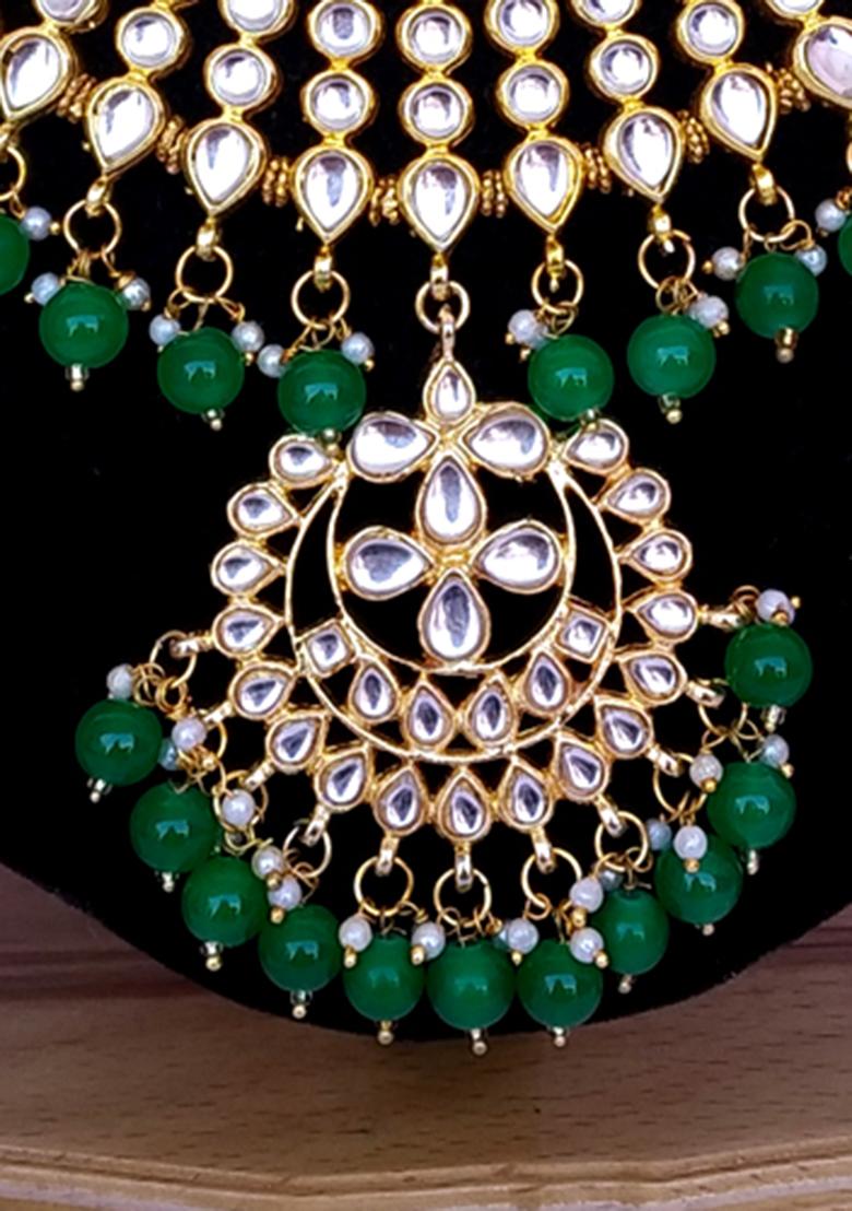 Green Kundan Work Necklace Set