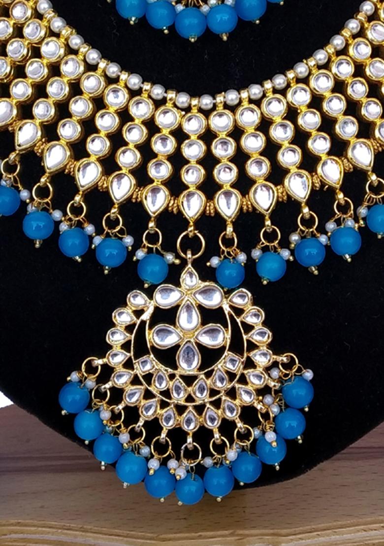 Blue Kundan Work Necklace Set