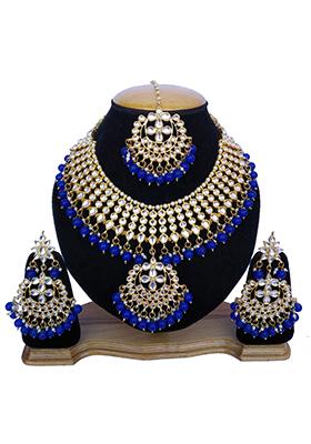 Blue Kundan Work Necklace Set