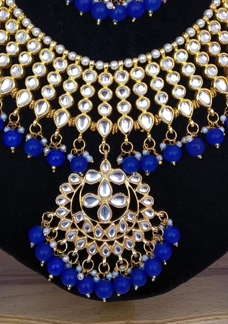 Blue Kundan Work Necklace Set