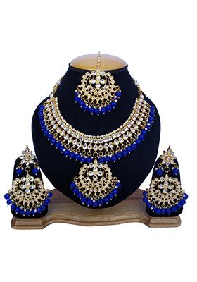 Blue Kundan Work Necklace Set