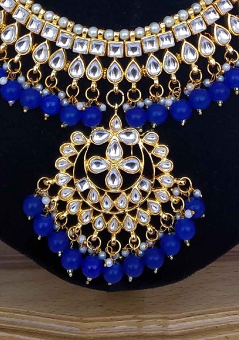 Blue Kundan Work Necklace Set