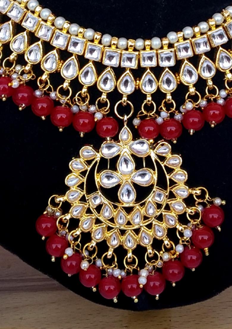 Red Kundan Work Necklace Set