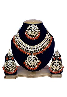 Red Kundan Work Necklace Set