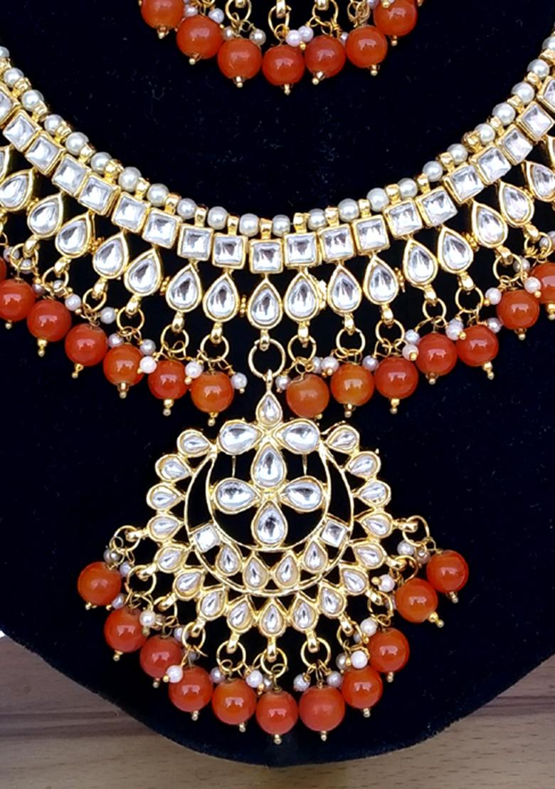 Red Kundan Work Necklace Set