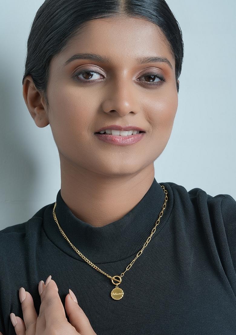 Gold Platedbeloved Engraved Pendant Necklace