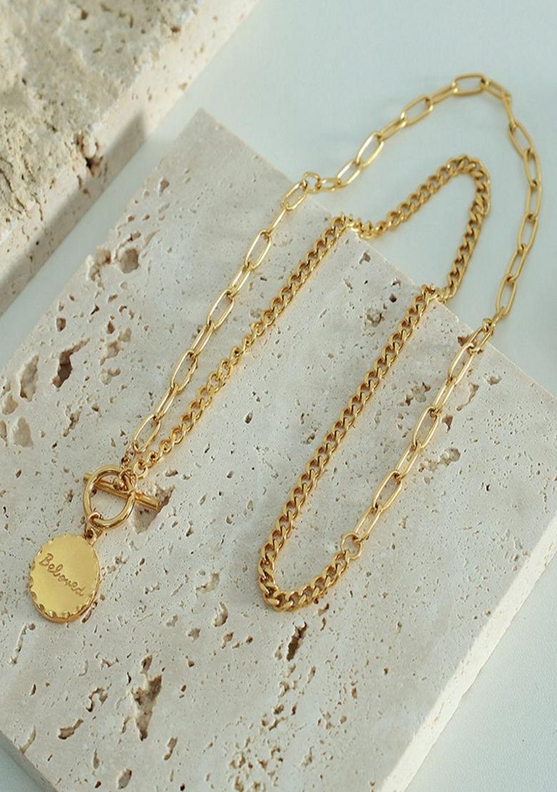 Gold Platedbeloved Engraved Pendant Necklace