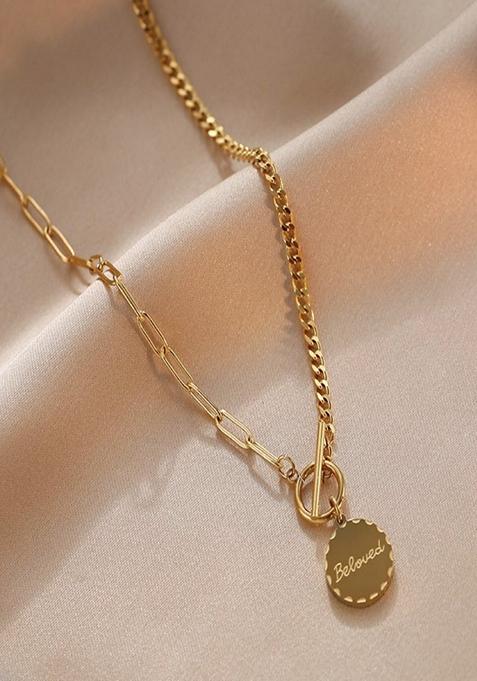 Gold Platedbeloved Engraved Pendant Necklace