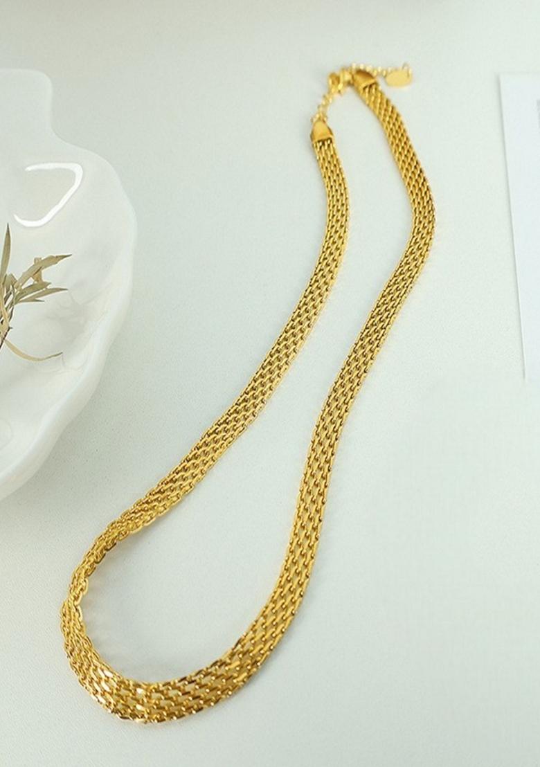 Gold Plated Mesh Chain Clavicle Necklace