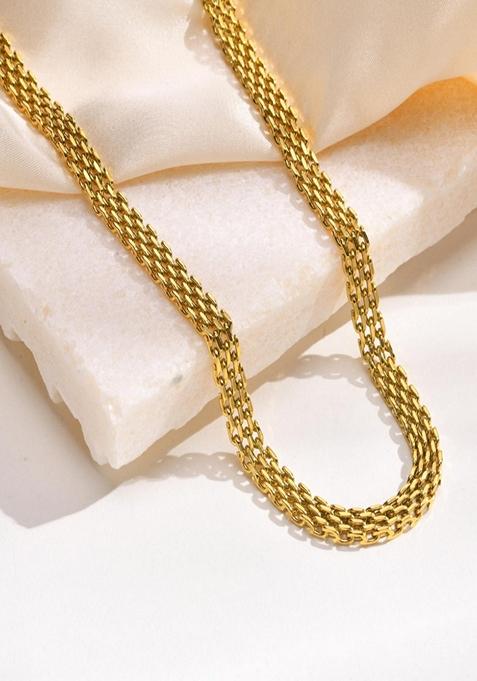 Gold Plated Mesh Chain Clavicle Necklace