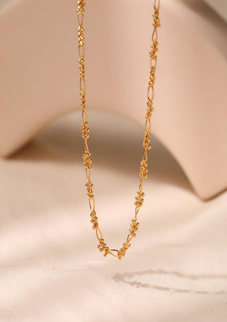 Gold Plated Small Balls Chain Link Necklace