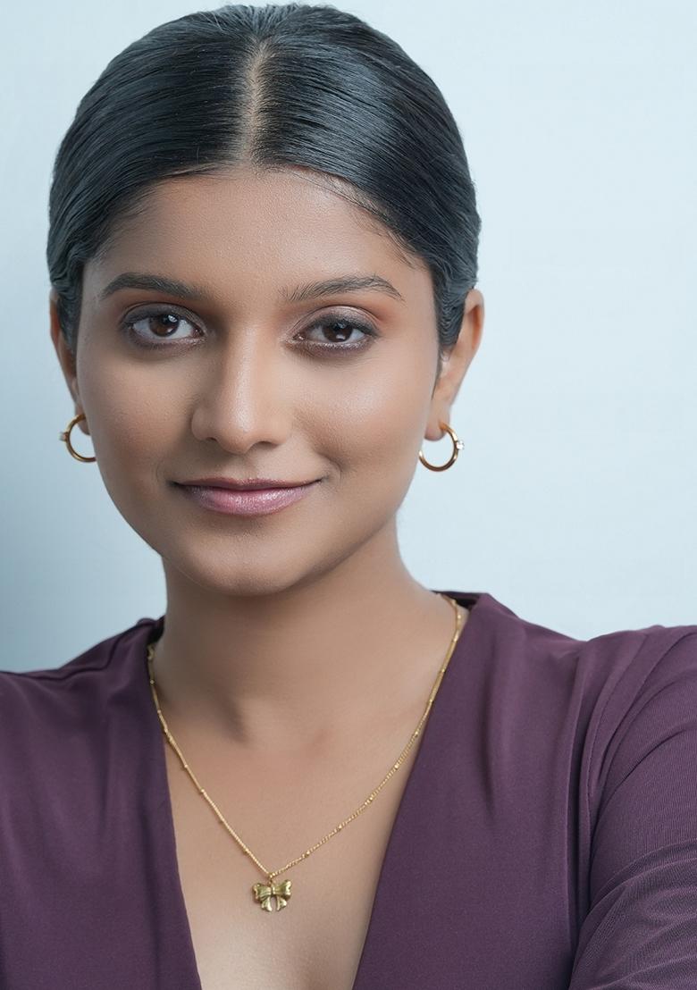 Gold Platedribbon Bow Pendant Dotted Necklace