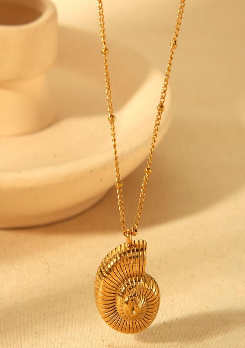 Gold Plated Snail Shell Pendant Necklace