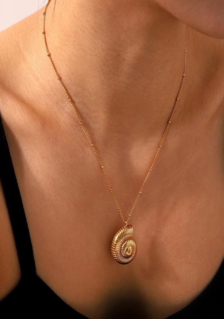 Gold Plated Snail Shell Pendant Necklace
