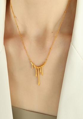 Gold Platedmelting Drip Pendant Necklace