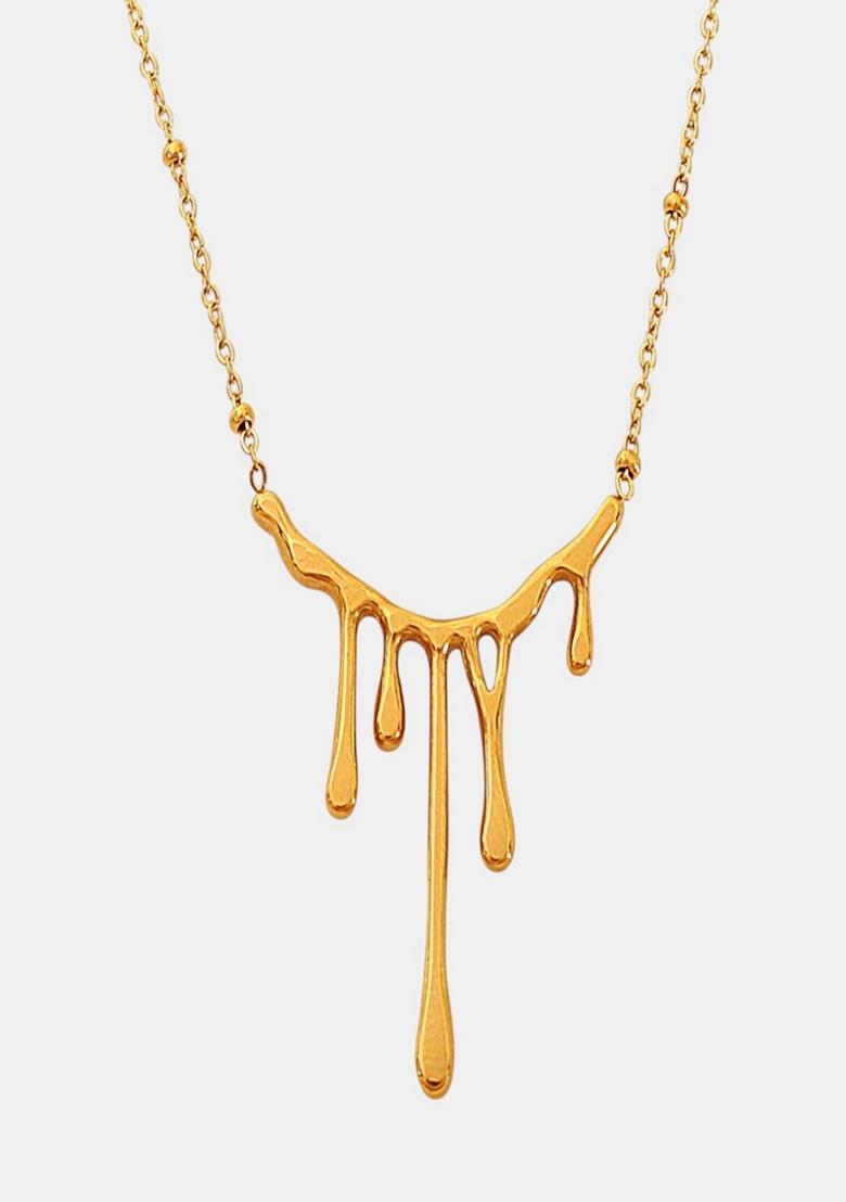 Gold Platedmelting Drip Pendant Necklace