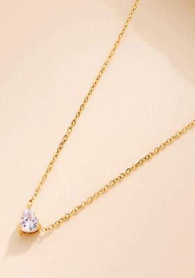 White Heart Stone Pendant Necklace