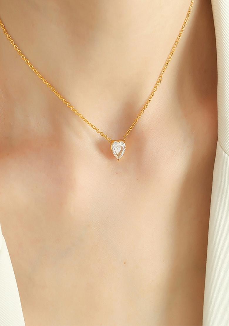 White Heart Stone Pendant Necklace